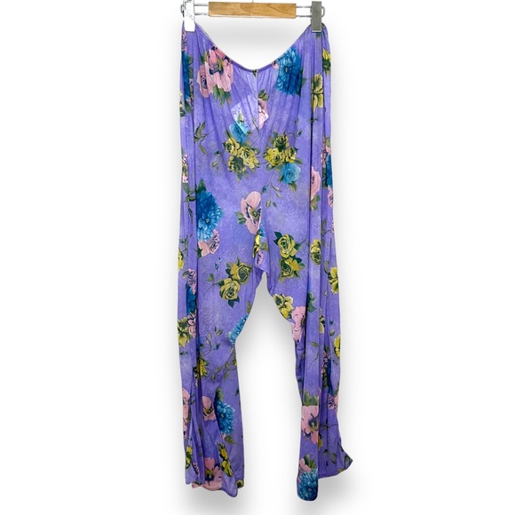 Vintage Purple Floral Sheer Mesh Cover Up Pants - Picture 4 of 7